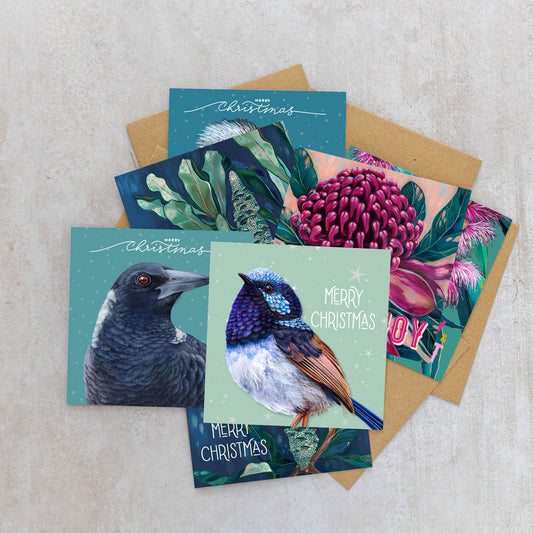Jess Hutchison Christmas card | Banksia | 6 x card BUNDLE