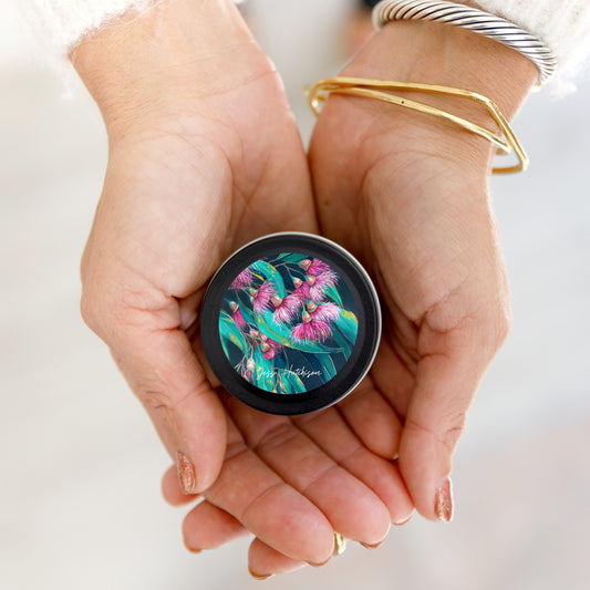 Australian artist soy candle mini tin | Australian Bush | Gumnut blossom |15+hrs