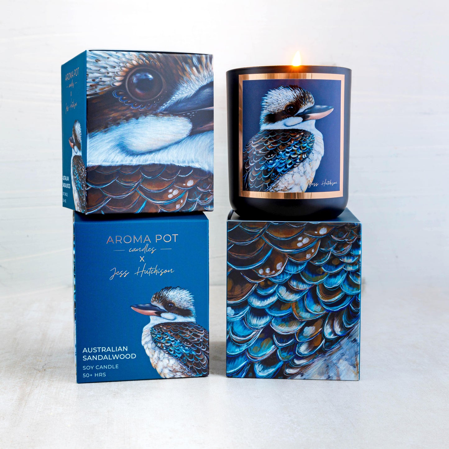 Australian artist soy candle | Australian Sandalwood | Kookaburra | 50+hrs