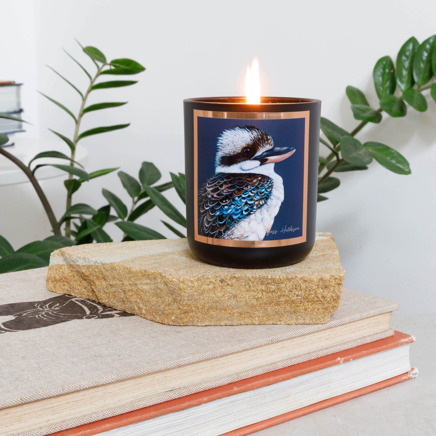 Australian artist soy candle | Australian Sandalwood | Kookaburra | 50+hrs