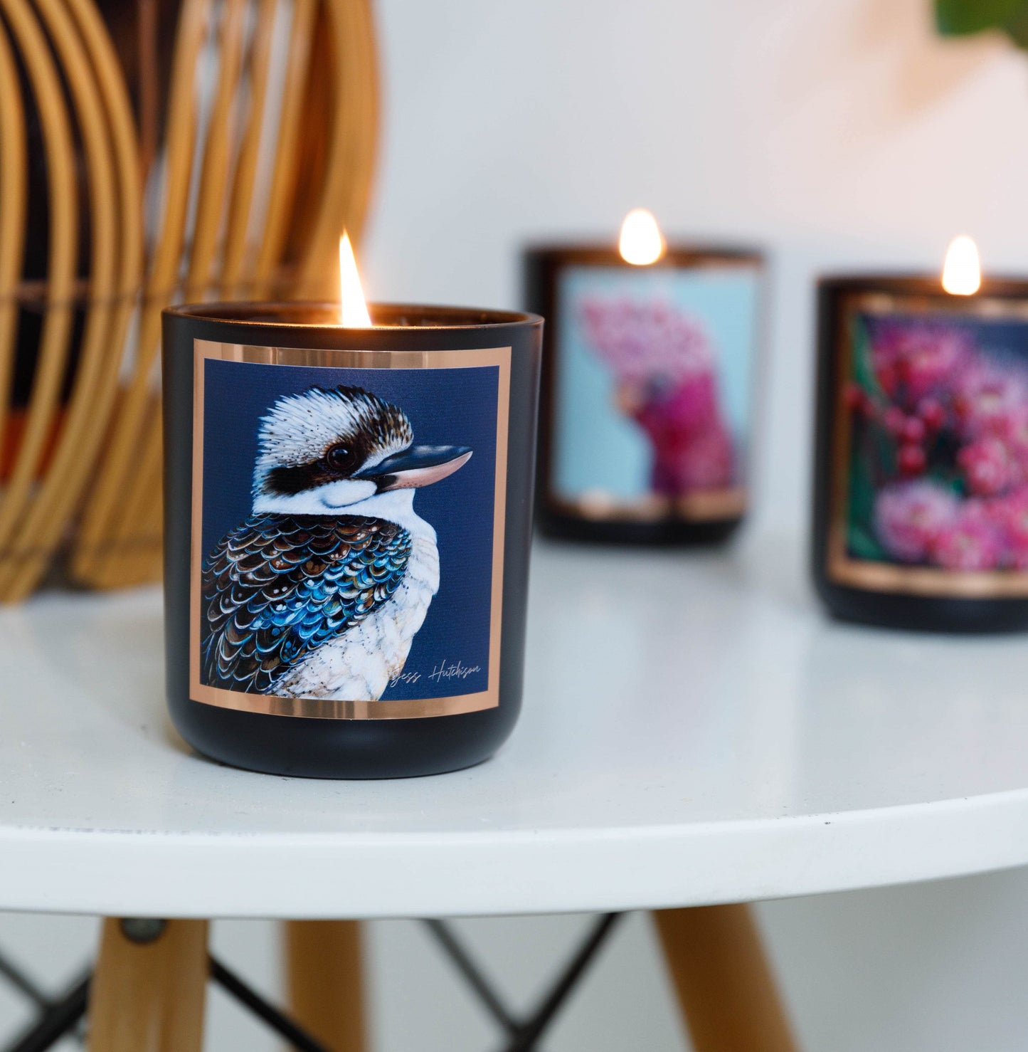 Australian artist soy candle | Australian Sandalwood | Kookaburra | 50+hrs