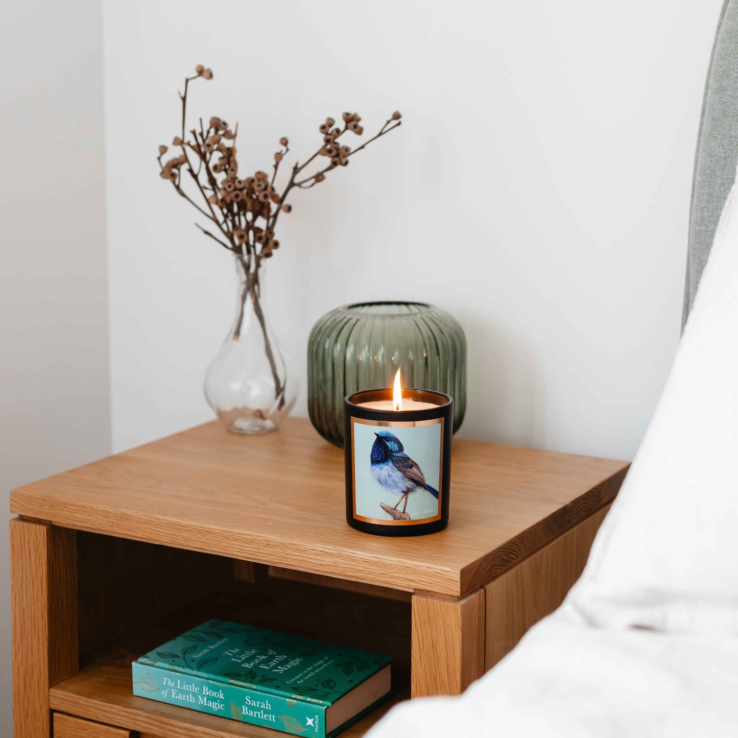 Australian artist soy candle | lemon myrtle | fairy-wren | 50+hrs