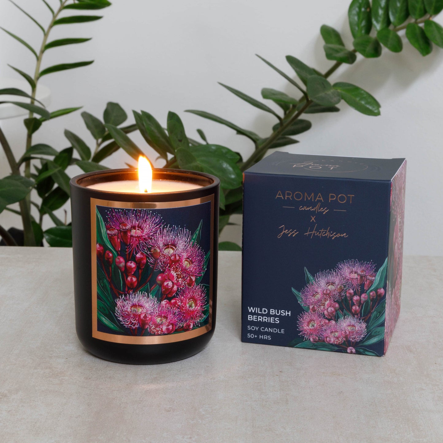 Australian artist soy candle | wild bush berries | flowering gum | 50+hrs