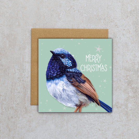 Jess Hutchison Christmas card | Fairy Wren | Merry Christmas
