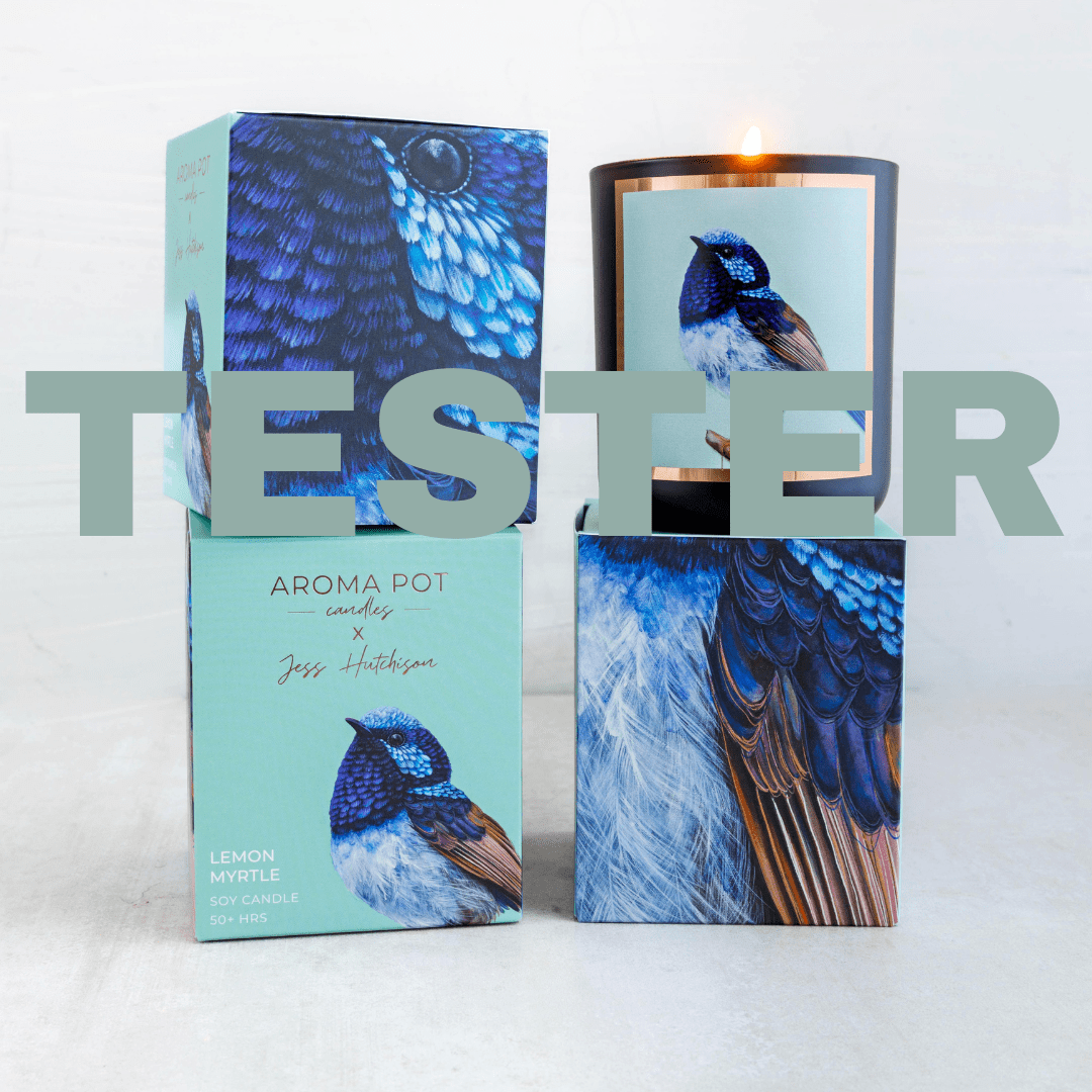 wsp TESTER Australian artist soy candle | lemon myrtle | 50+hrs