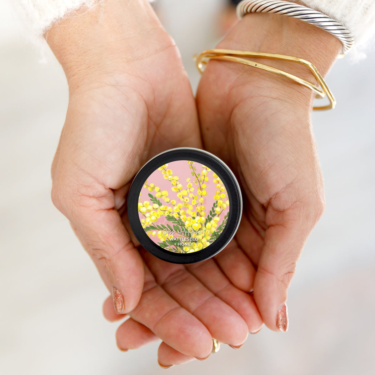 Australian Artist Soy Candle Mini Tin | Wattleseed + Honey | 15+hrs