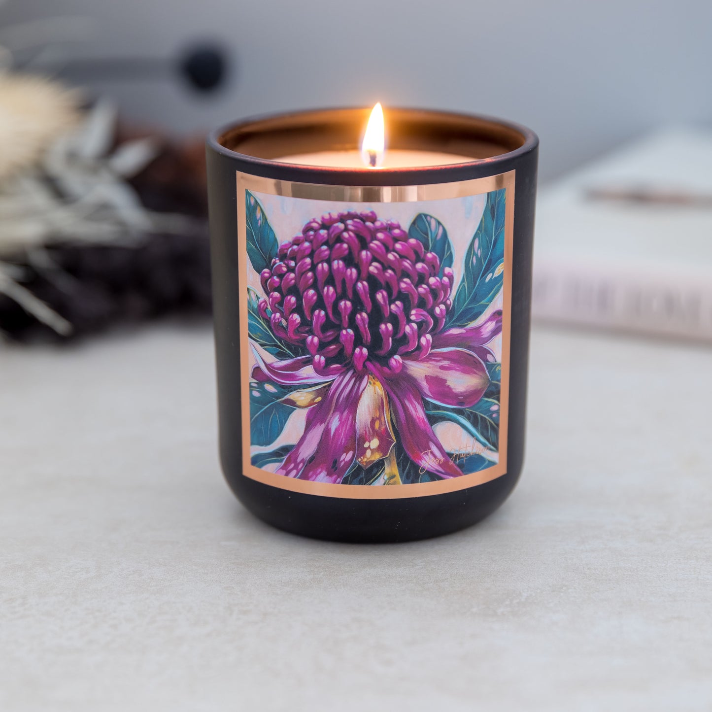Australian artist soy candle | Kakadu plum | Waratah | 50+hrs
