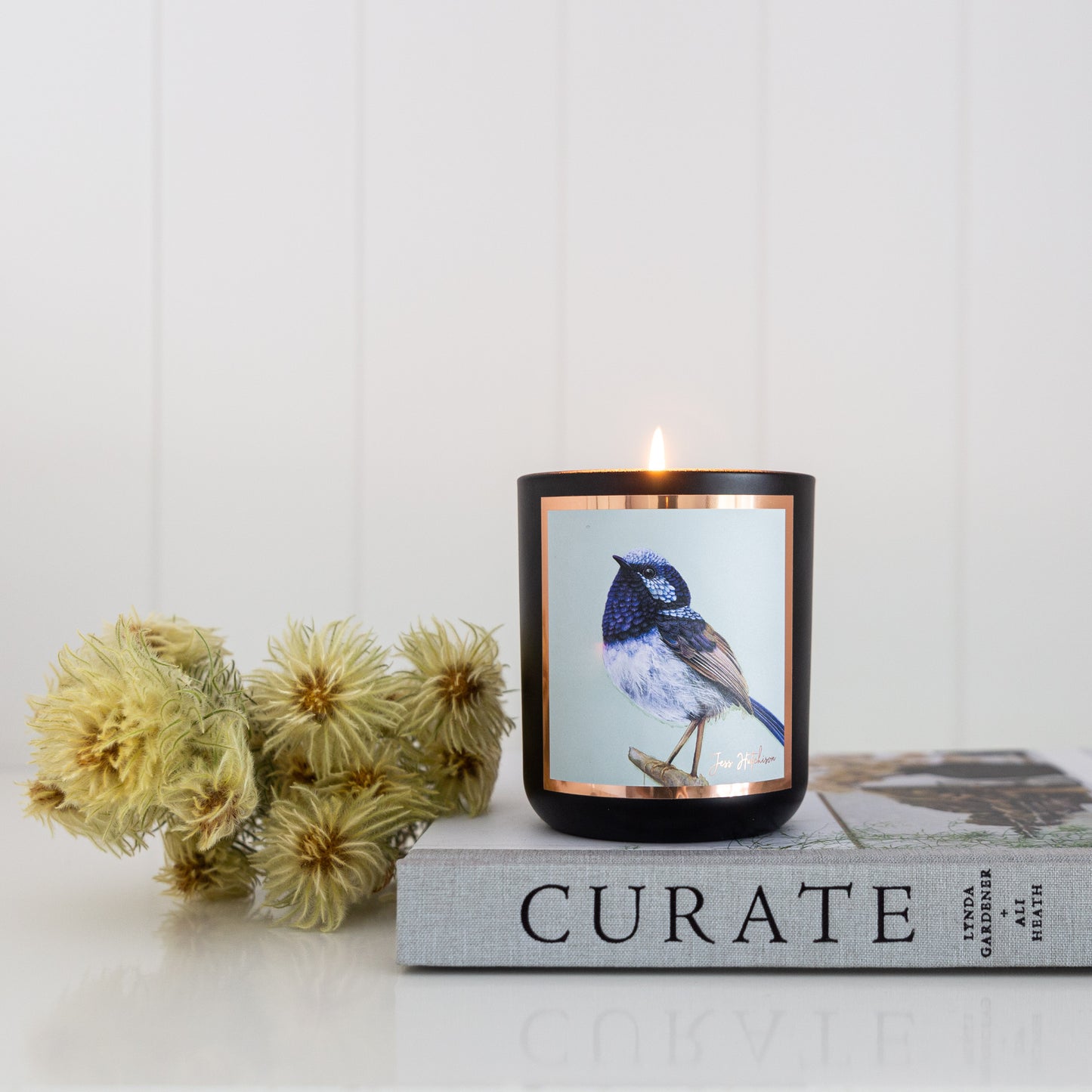 Australian artist soy candle | lemon myrtle | fairy-wren | 50+hrs