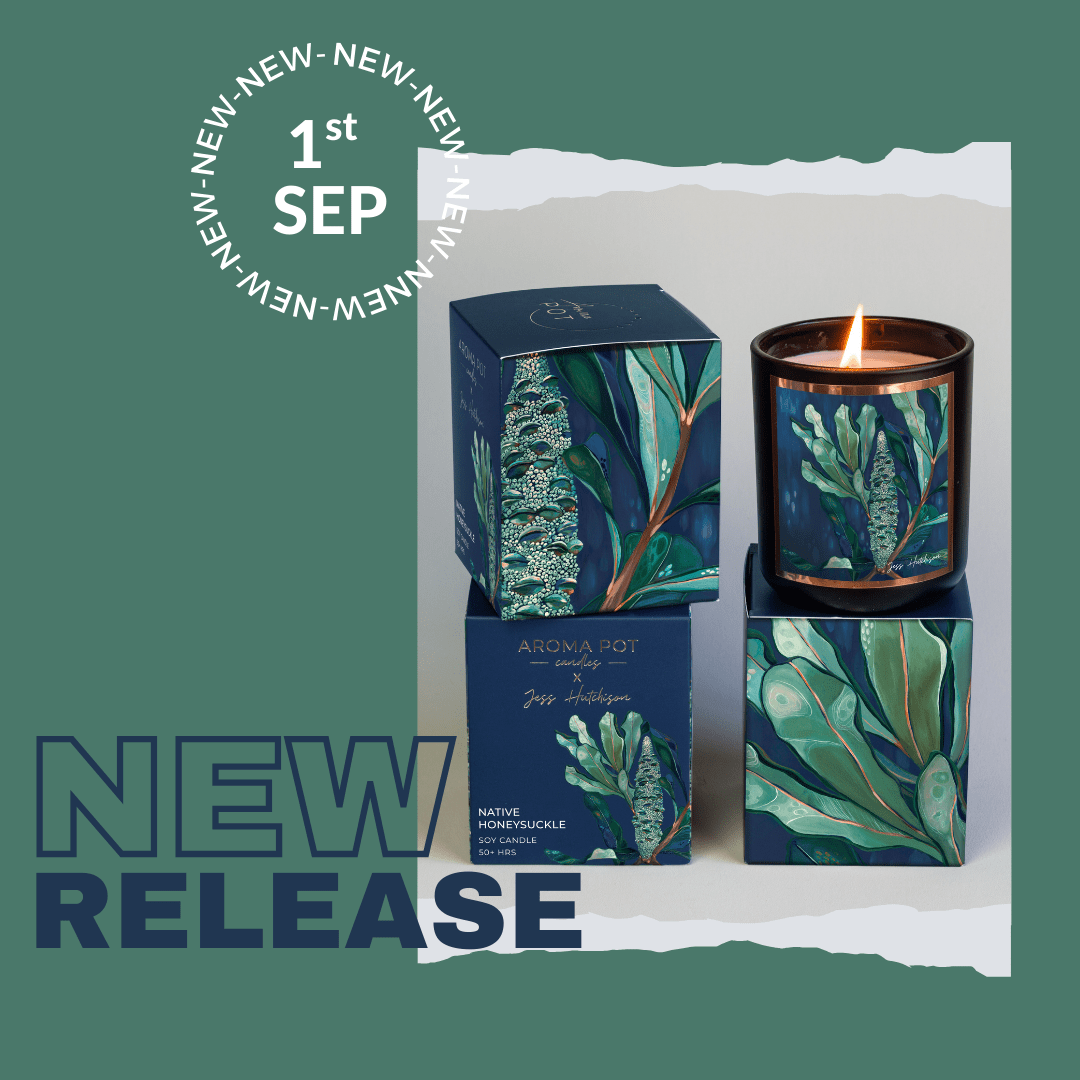 Australian artist soy candle | Native Honeysuckle | Banksia | 50+hrs