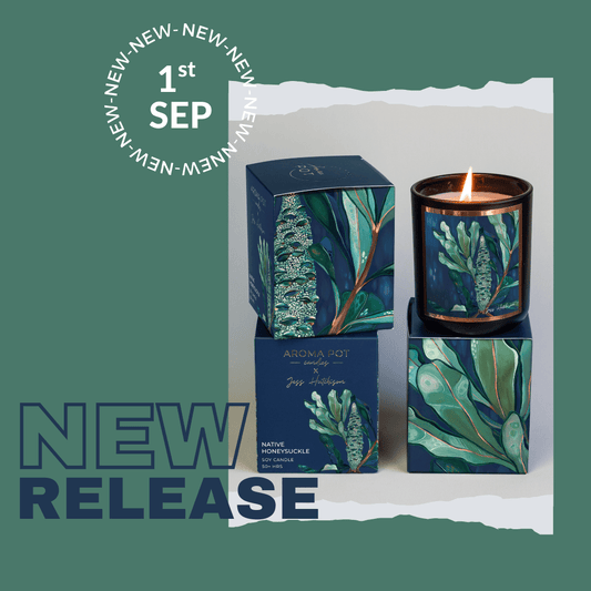 Australian artist soy candle | Native Honeysuckle | Banksia | 50+hrs