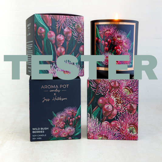 wsp TESTER Australian artist soy candle | wild bush berries | 50+hrs