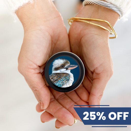 Australian artist soy candle mini tin | Australian Sandalwood | 15+hrs
