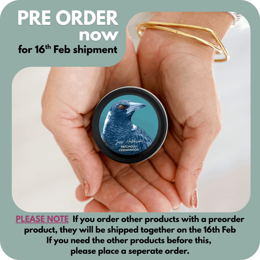 Australian artist soy candle mini tin | Patchouli Cedarwood | 15+hrs