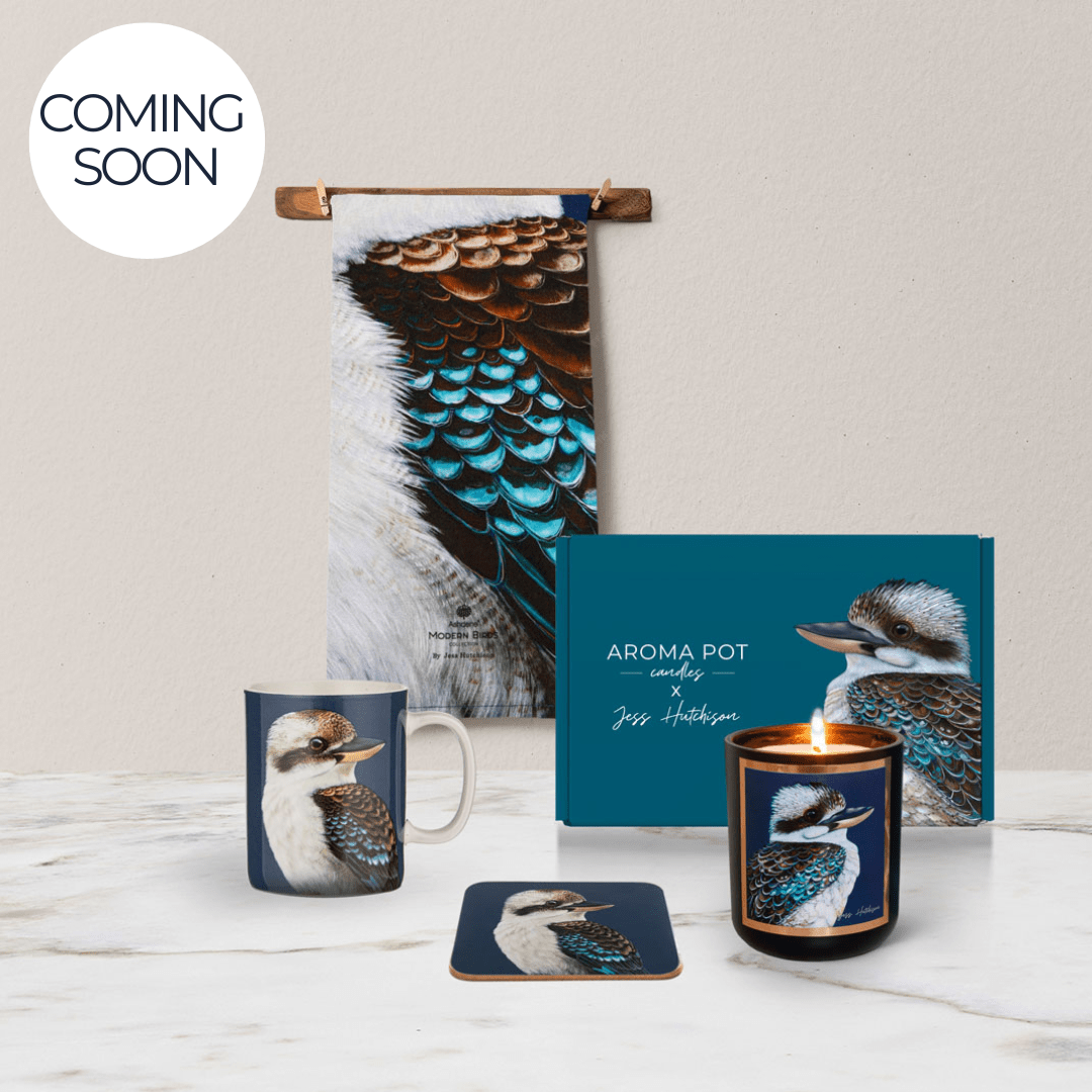 $79 KOOKABURRA GIFT PACK | Australian Sandalwood candle, Kookaburra cup, tea towel + coaster