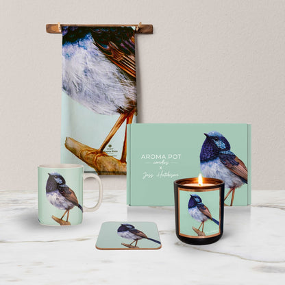 $79 FAIRY WREN GIFT PACK | Lemon Myrtle candle, Fairy Wren cup, tea towel + coaster