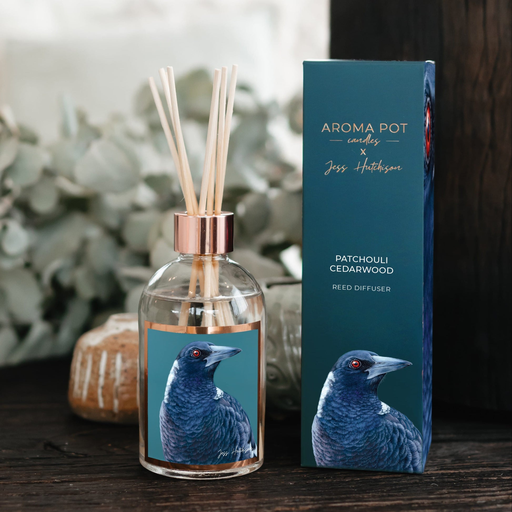 Australian artist reed diffuser | Patchouli Cedarwood | Magpie | 200ml