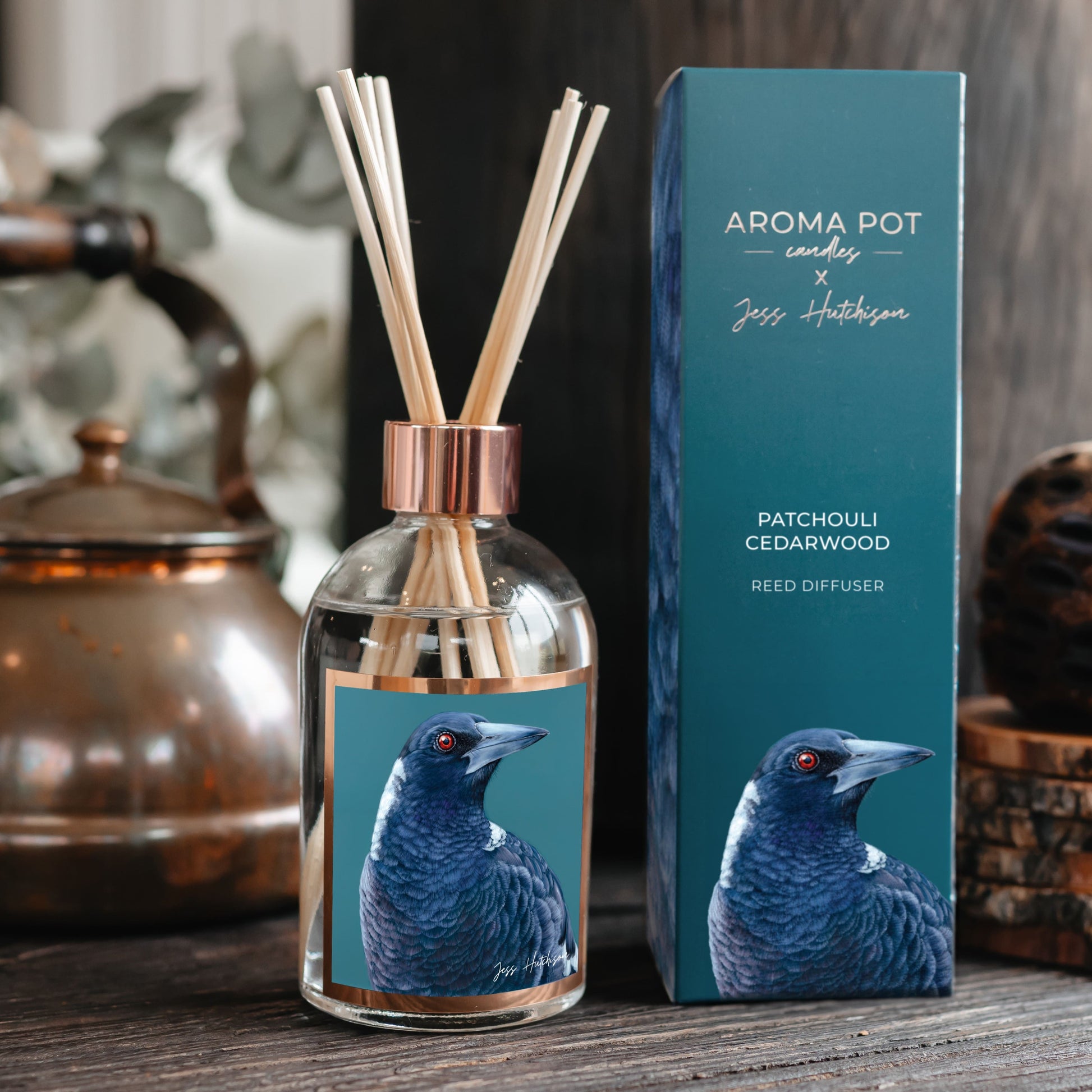 Australian artist reed diffuser | Patchouli Cedarwood | Magpie | 200ml