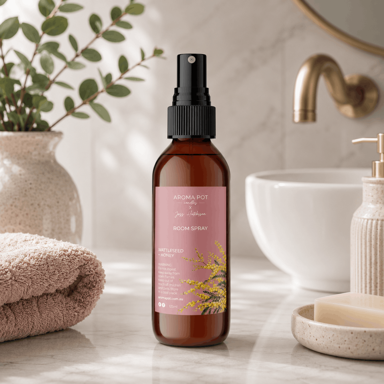 Australian artist candle + spray gift pack | WATTLE