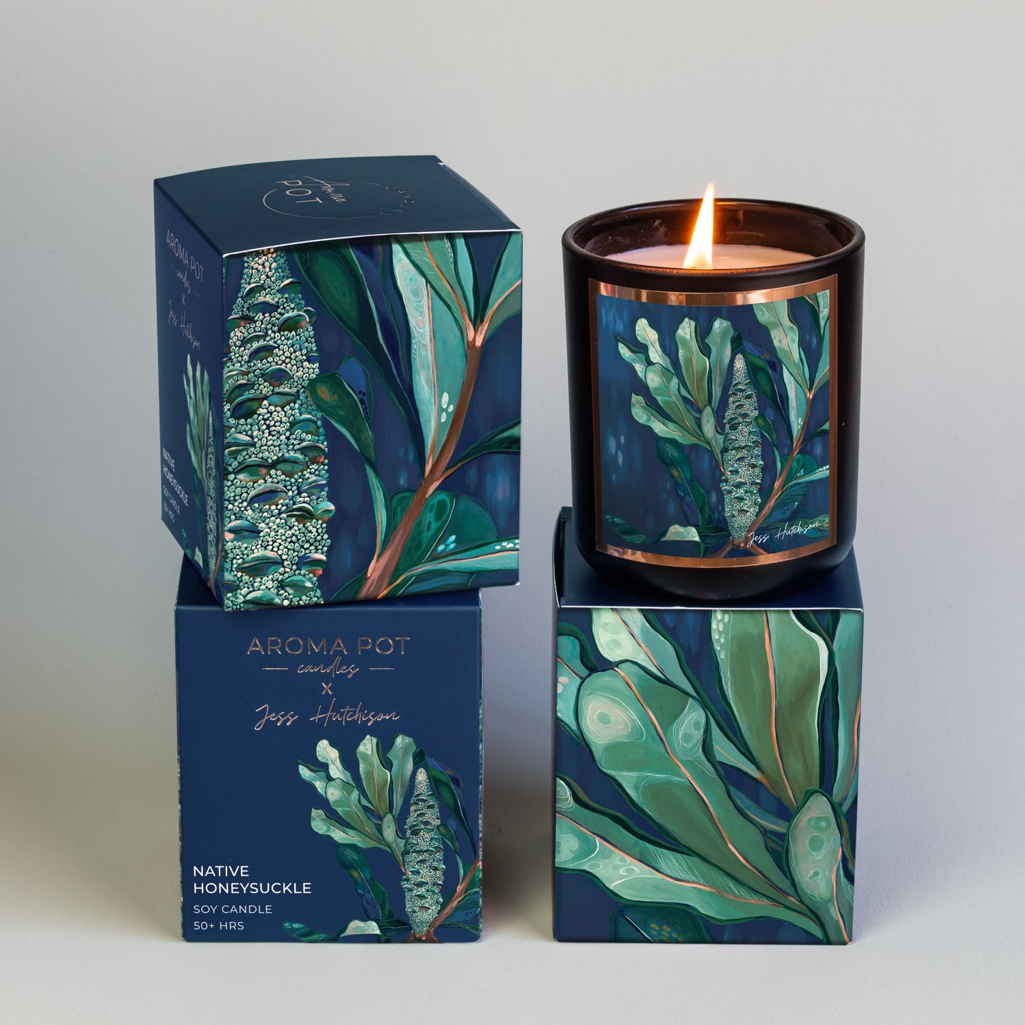 Australian artist soy candle | Native Honeysuckle | Banksia | 50+hrs