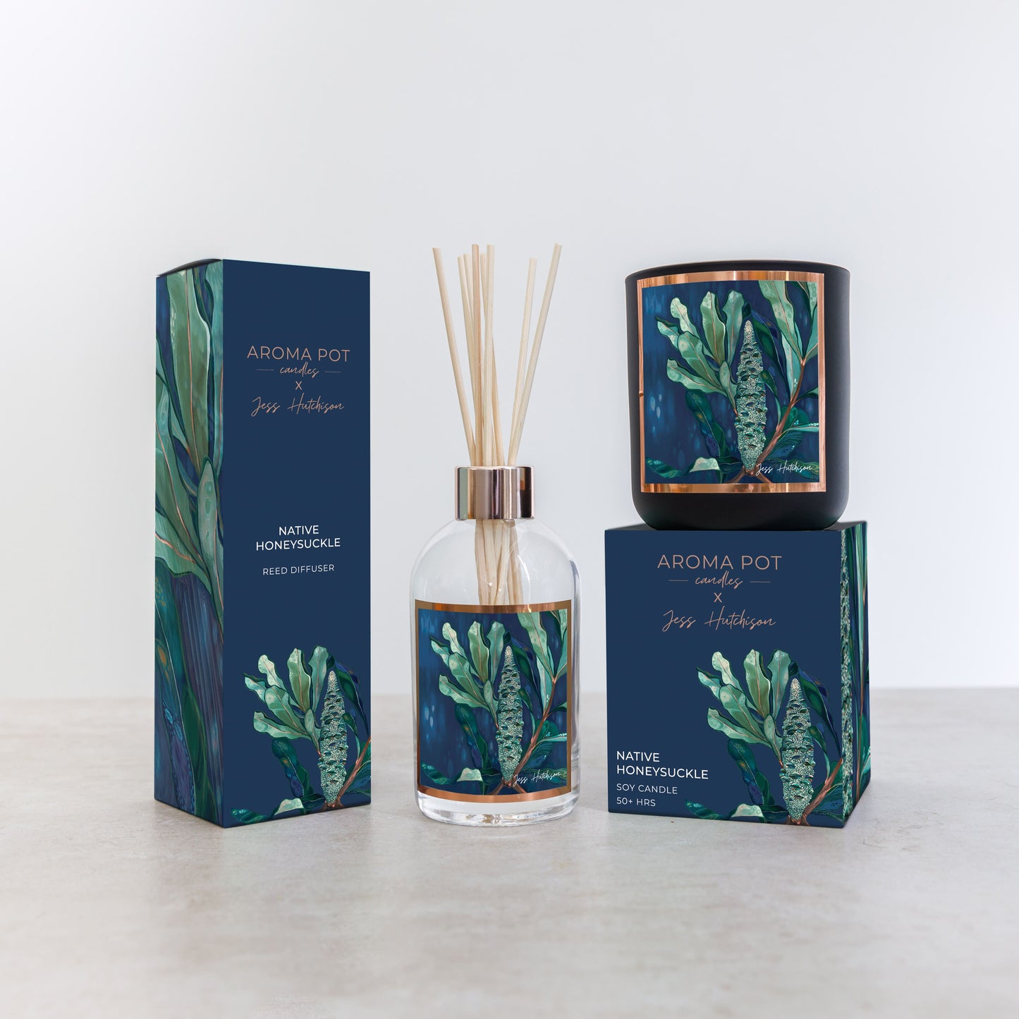 Australian artist soy candle | Native Honeysuckle | Banksia | 50+hrs