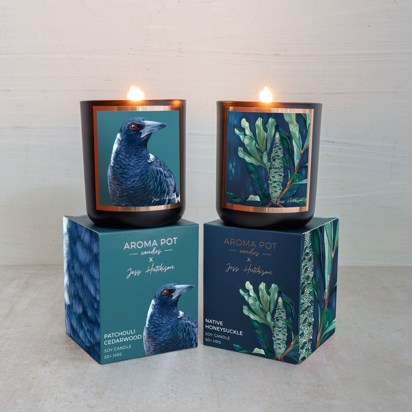Australian artist soy candle | Patchouli Cedarwood | Magpie | 50+hrs