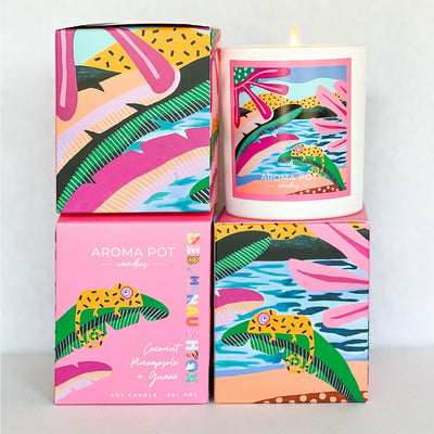 Deb McNaughton artist soy candle | Coconut Pineapple + Guava | 50+hrs