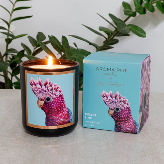 Australian artist soy candle | desert lime | galah | 50+hrs