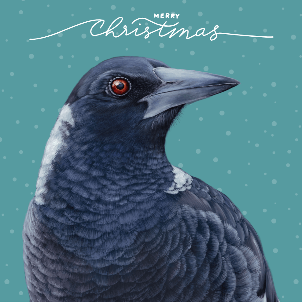 Jess Hutchison Christmas card | Magpie | Merry Christmas