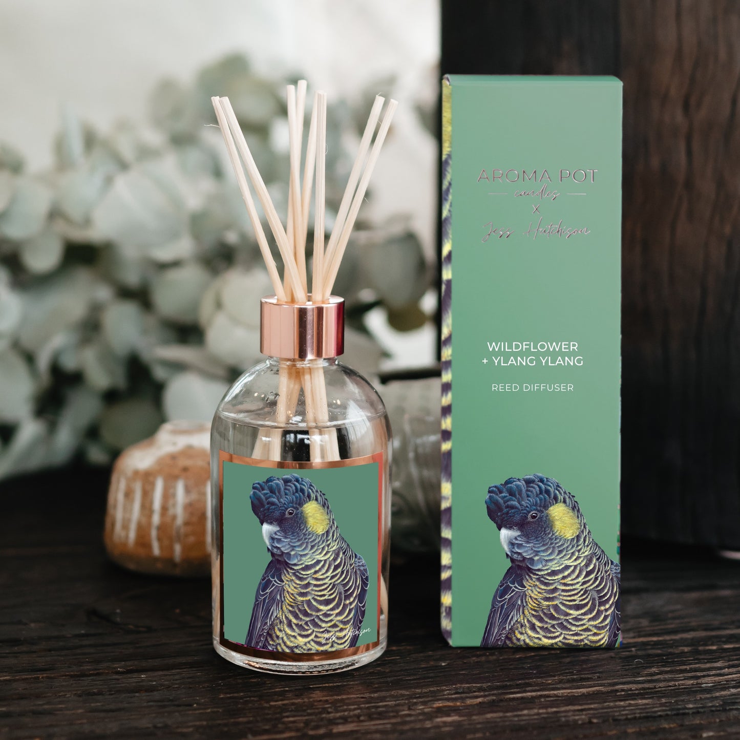 Australian artist reed diffuser | Wildflower + Ylang Ylang | 200ml | BLACK COCKATOO