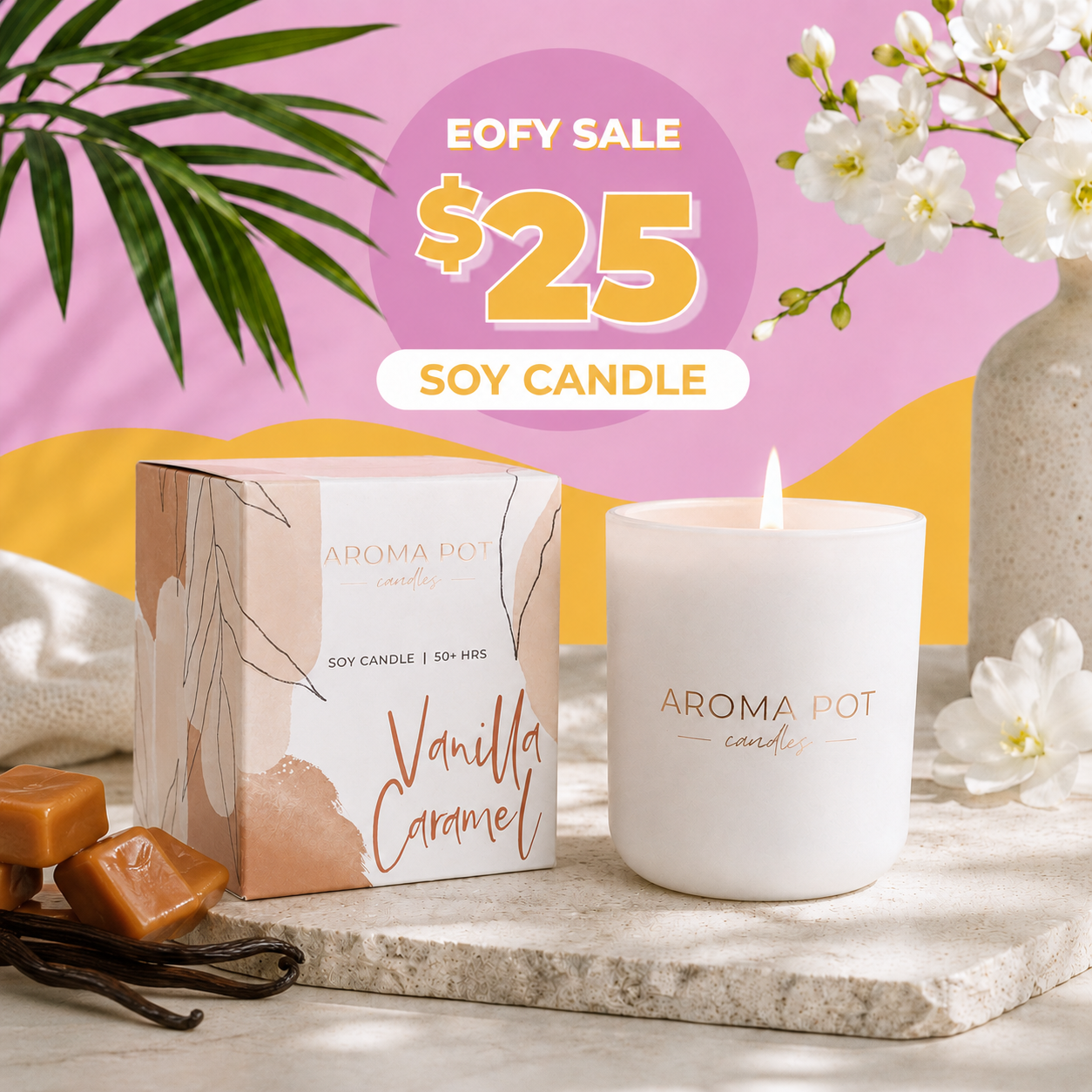 EOFY SALE - Aroma Pot Classic Candle | Vanilla Caramel | 50+hrs