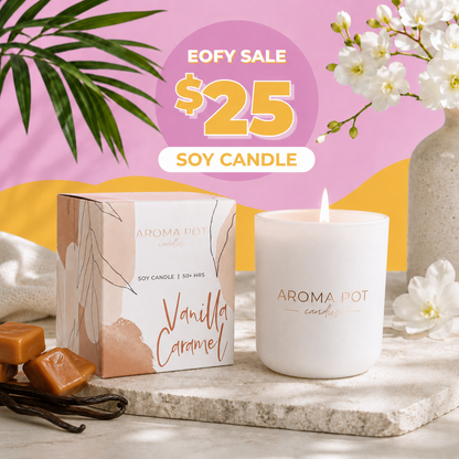 EOFY SALE - Aroma Pot Classic Candle | Vanilla Caramel | 50+hrs