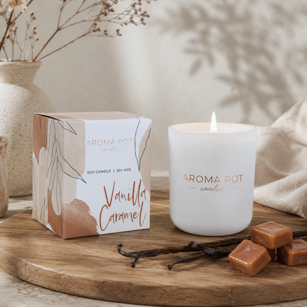 EOFY SALE - Aroma Pot Classic Candle | Vanilla Caramel | 50+hrs