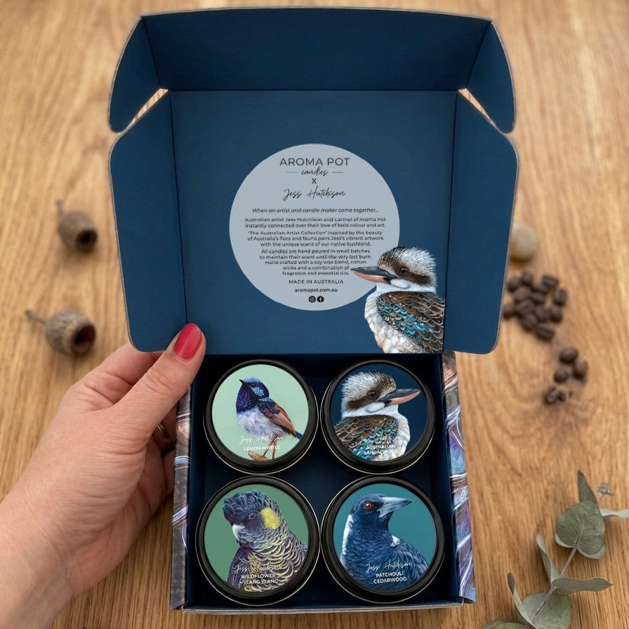 Australian 4 x candle gift set | Birds | 60+hrs