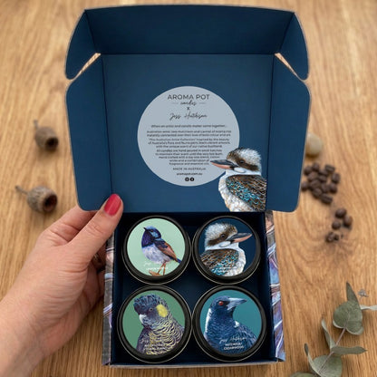 Australian 4 x candle gift set | Birds | 60+hrs