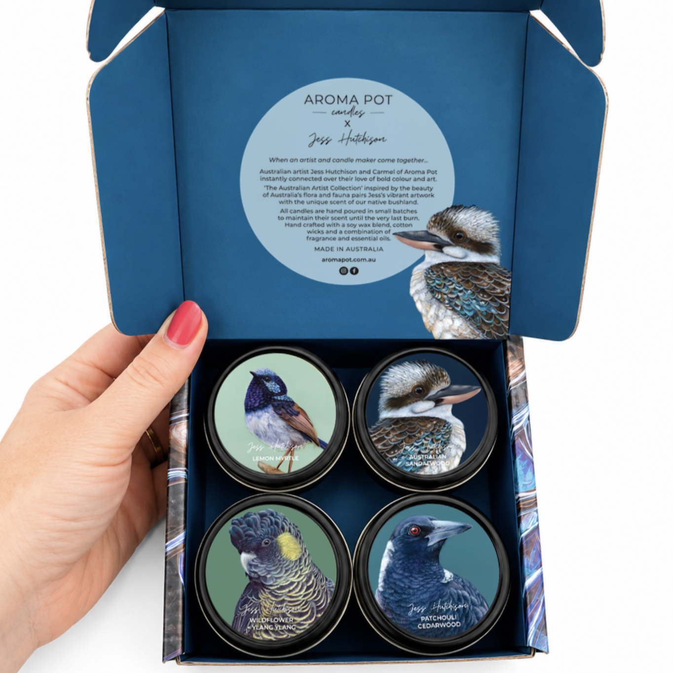 Australian 4 x candle gift set | Birds | 60+hrs