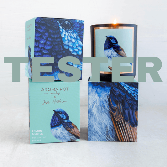 wsp TESTER Australian artist soy candle | lemon myrtle | 50+hrs