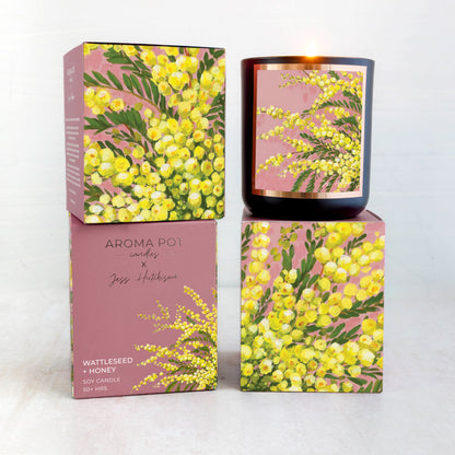 Australian artist soy candle | Wattleseed + Honey | 50+hrs